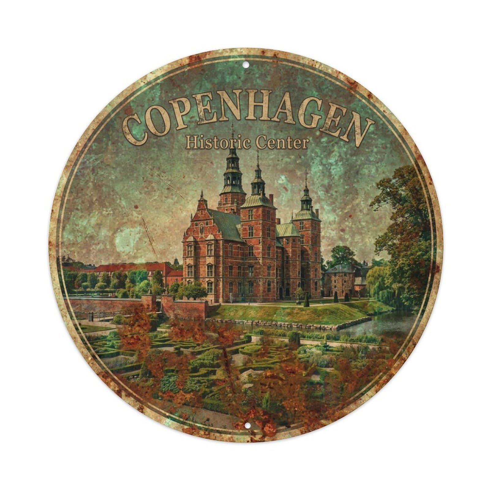 Fqnyr Style Metal Tin Sign Vintage Travel Copenhagen Denmark Token