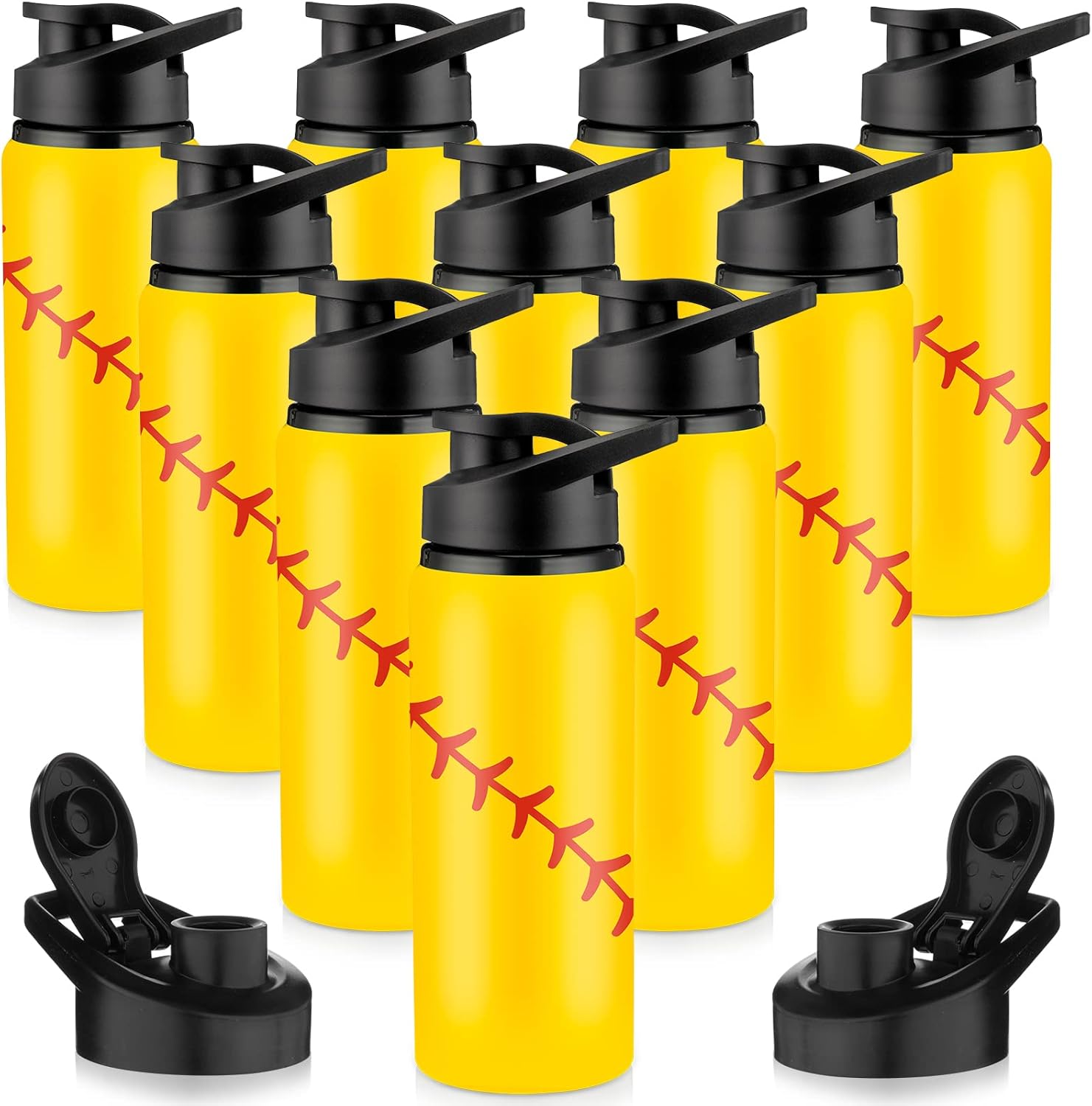 Yaomiao 10 Pcs Softball Water Bottles Aluminum Softball Gifts Tumbler Snap Lid Leak Proof Baseball Sports Bottle Baseball Accessories for Gym Sports Travel Coffee Friends Men Girls