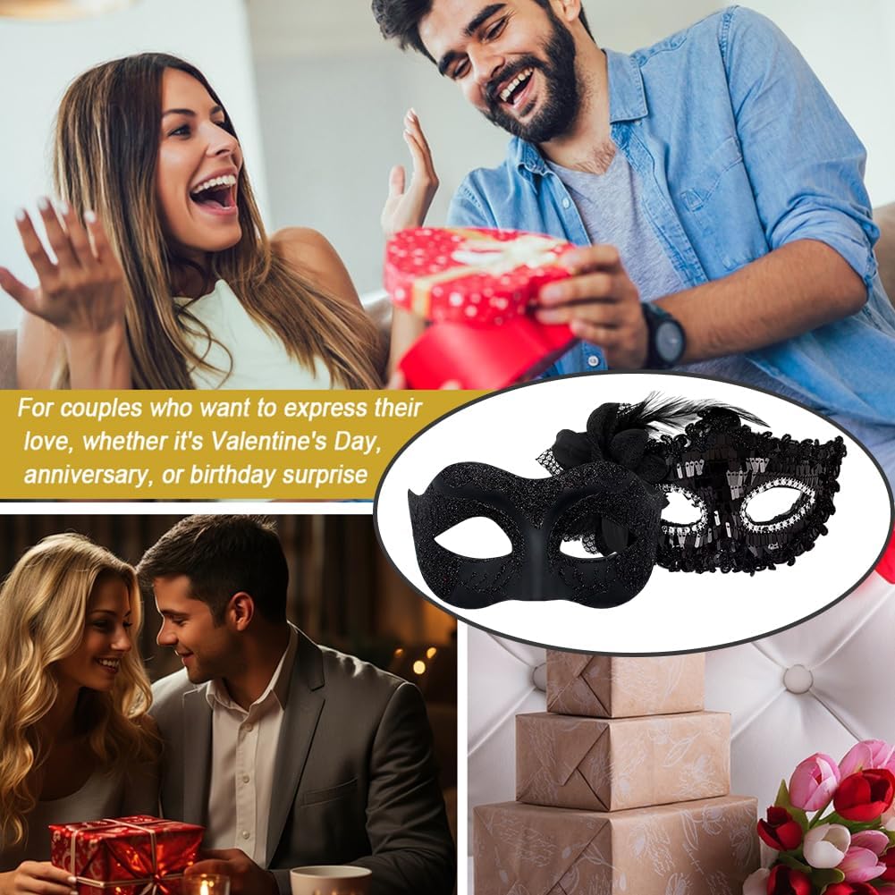 WFKKMEQ Couple Masquerade Masks Set - Image 4