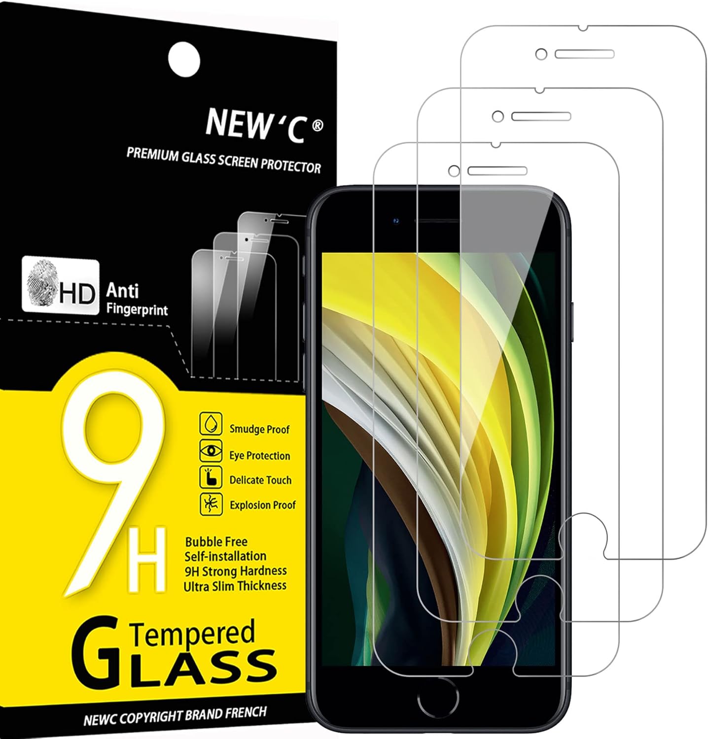 NEW'C [3 Pack] Designed for iPhone SE 2020 Screen Protector