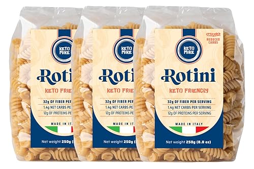 Tinello Keto Mike - Pasta alternativa baja en carbohidratos, alta proteína, 0.06 onzas de carbohidratos netos (Rotini, paquete de 3)