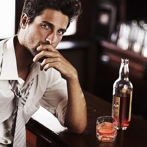 Miniatura 7 de Juego de 2 vasos de whisky a la antigua, vasos transparentes de roca de 10 onzas con caja, juego de vasos de whisky de cristal para parejas, diseño