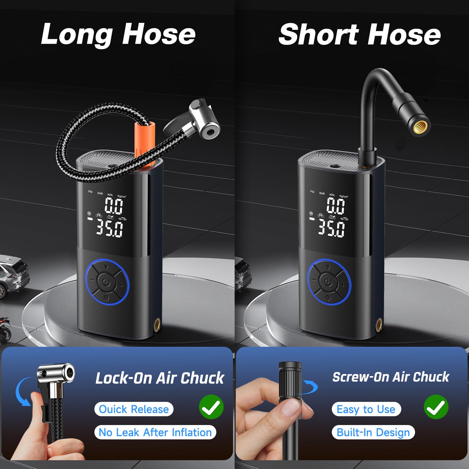 OlarHike Tire Inflator Portable Air Compressor Smart Dual Hose System 160PSI Auto Air Pump for Car Tires Bike — view 4