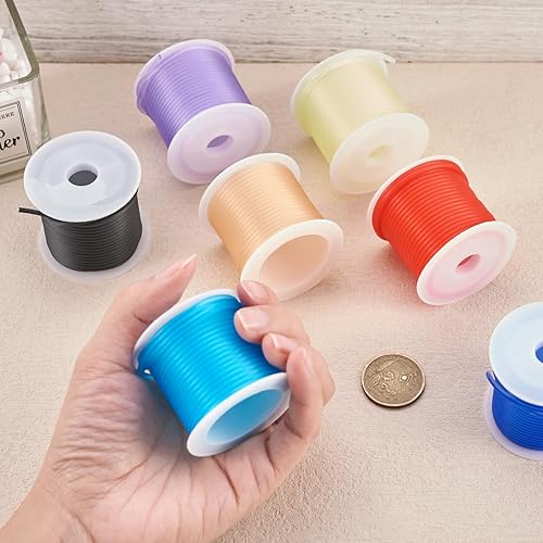 Vista 7 de FASHEWELRY 10 rollos de cordones de goma sin agujeros, cordón de peluquero para tejer de 0.079 pulgadas (0.079 in), tubos sólidos de silicona
