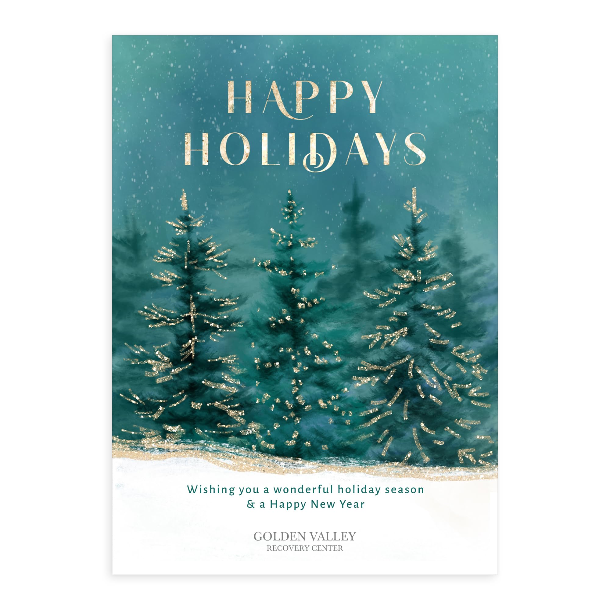 Let's Make Memories Personalized Business Christmas Cards with Envelopes - Premium Quality - 5x7-2025 Holiday Cards & White Envelopes - Gilded Trees -