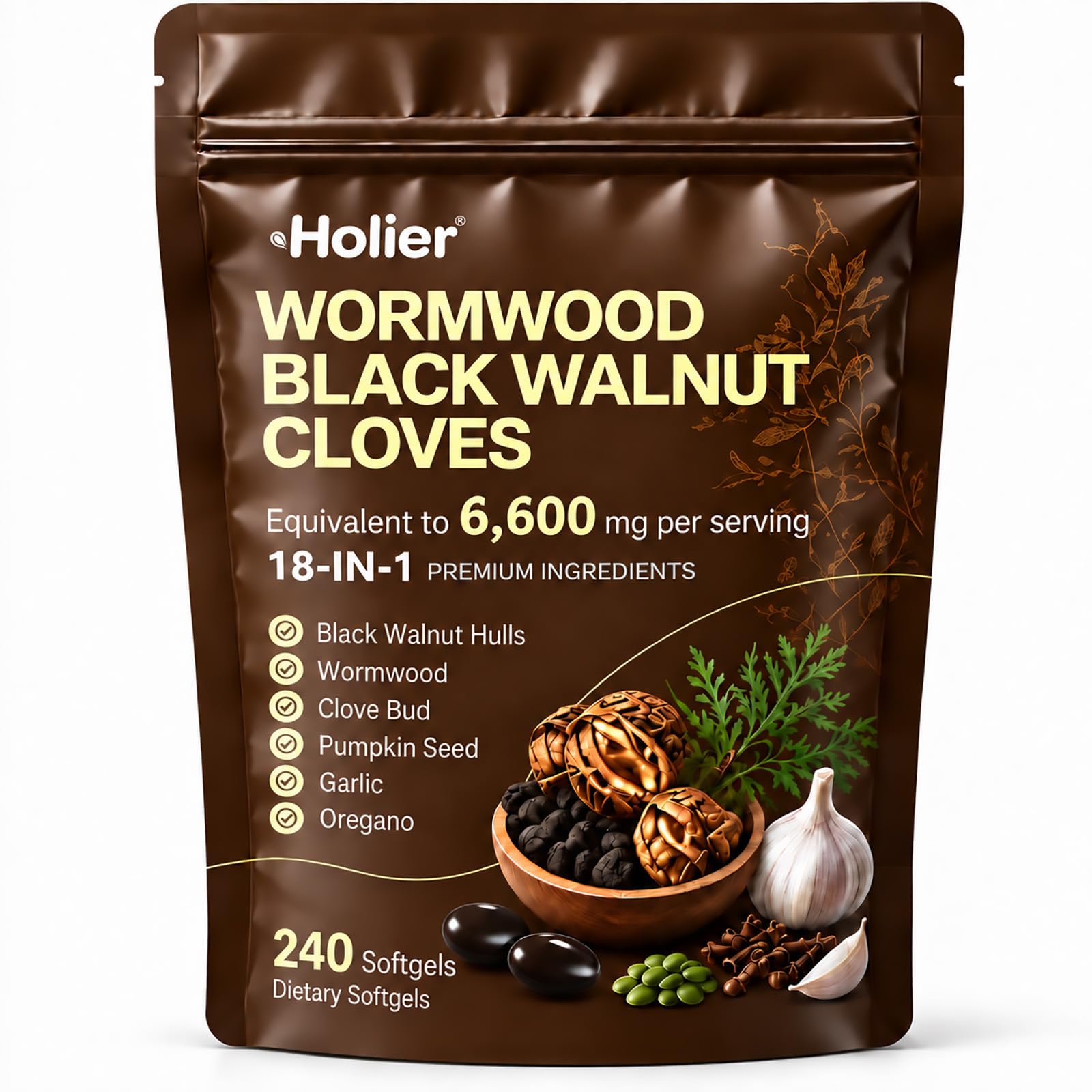 Holier 18-in-1 Wormwood Black Walnut Cloves - 240 Softgels