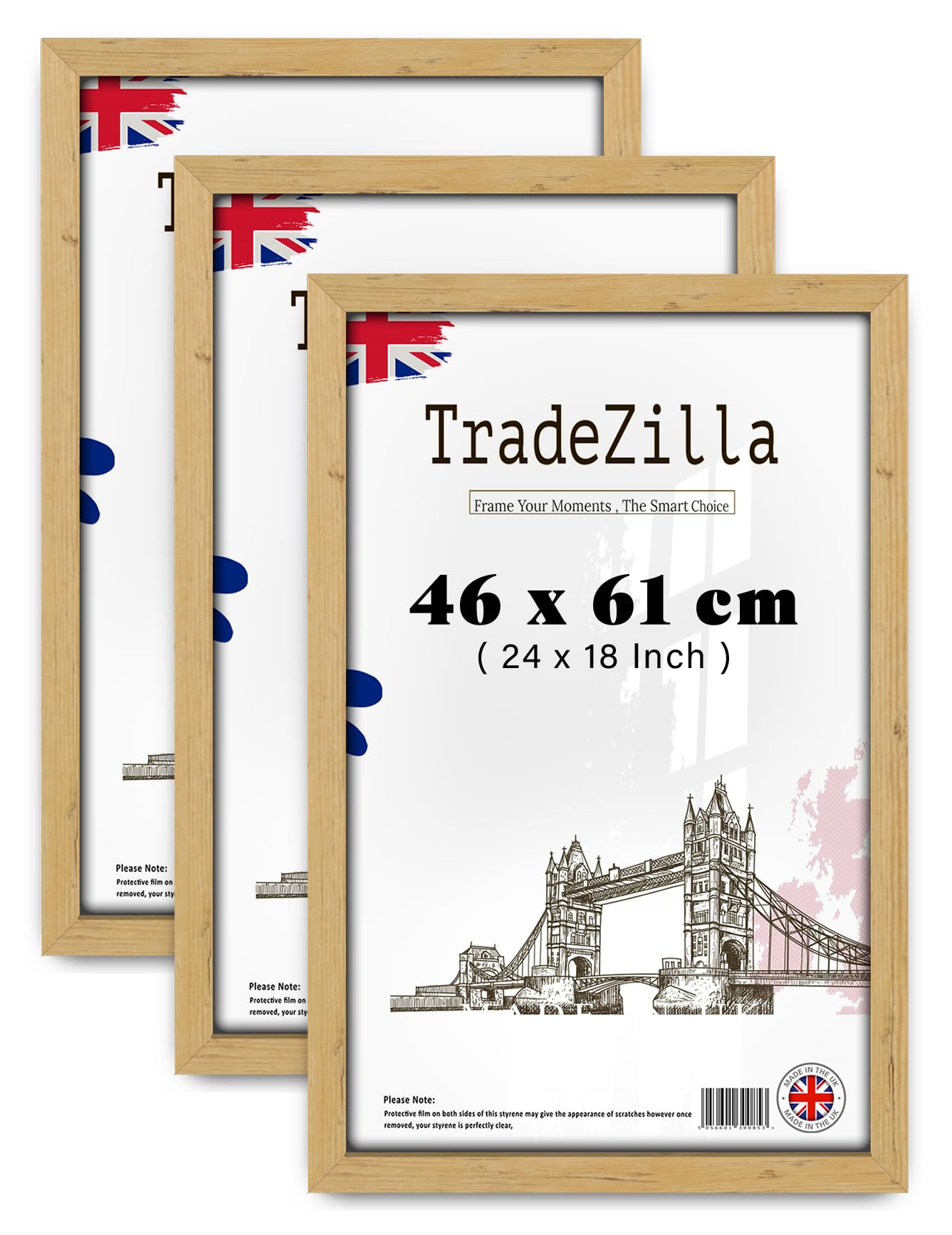 TradeZilla pack of 3 MDF Wood Poster Frame (46 x 61 CM) Picture Frame for Home & Office Art Gallery, Premium MDF Wood with Elegant Texture for Portrait & Landscape [ Pine ] — image 1