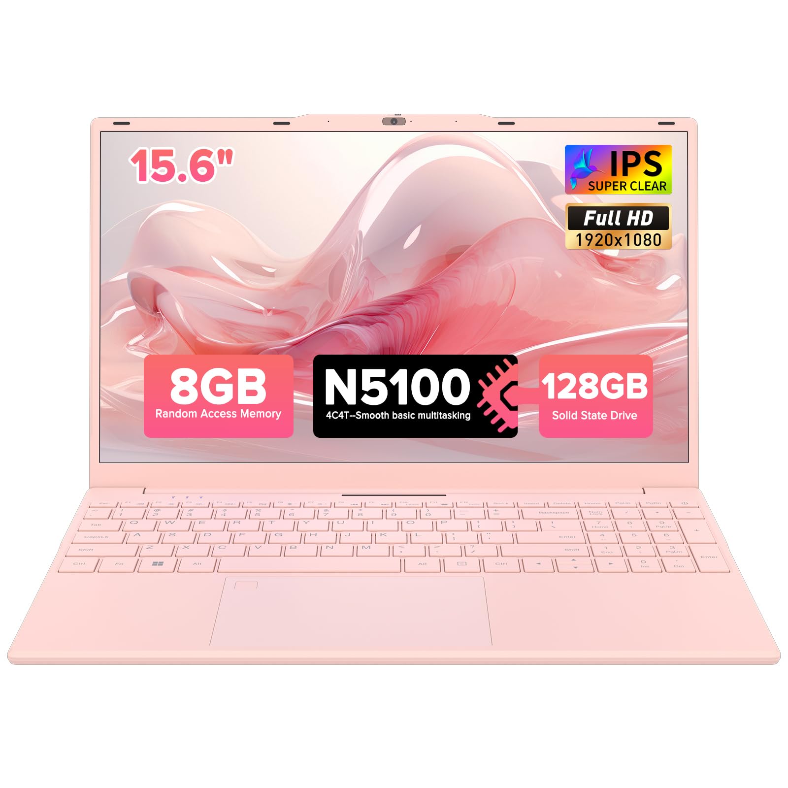 Auusda Lightweight Portable Laptop, 4-Core Processor, Win 11 Pro Compatible