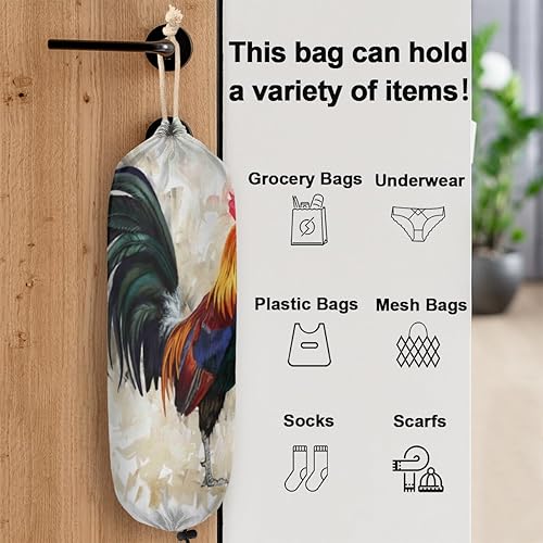 Miniatura 3 de Soporte para bolsas de plástico, gallo, soporte reutilizable para bolsa de comestibles, dispensador de bolsas de plástico colgantes para decoración
