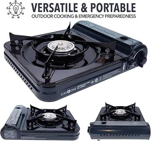 Miniatura 6 de GAS ONE - Estufa de gas butano portátil de 10,000 BTU con estuche de transporte CSA listado - medianoche