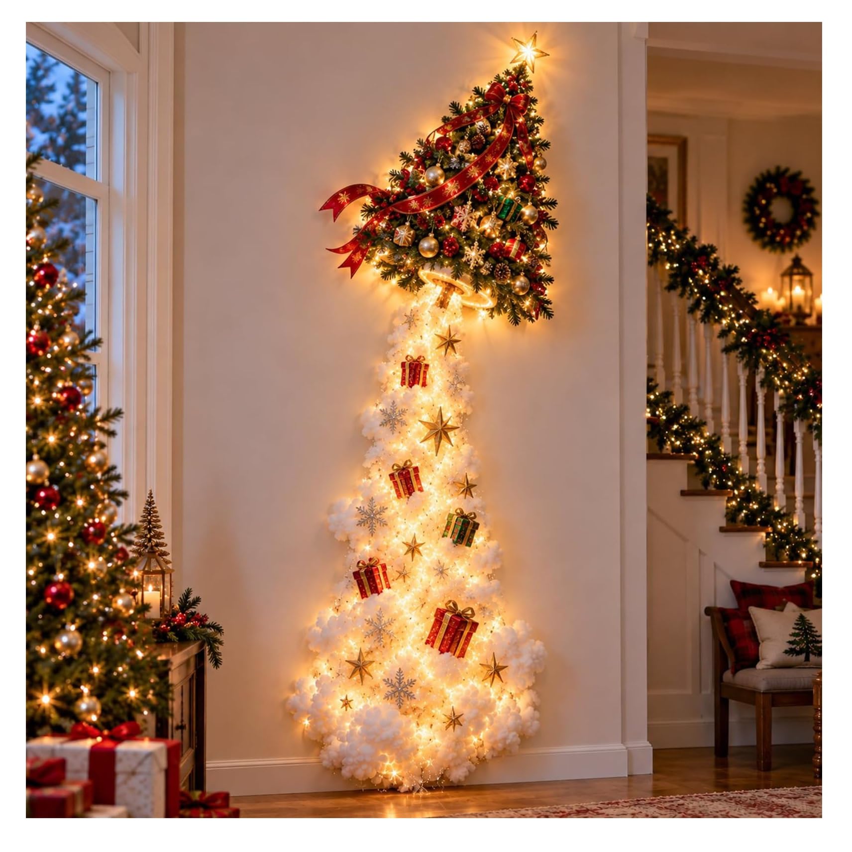 Christmas Magic Trail Wall Light, LED Cascading Christmas Wall Decor，H