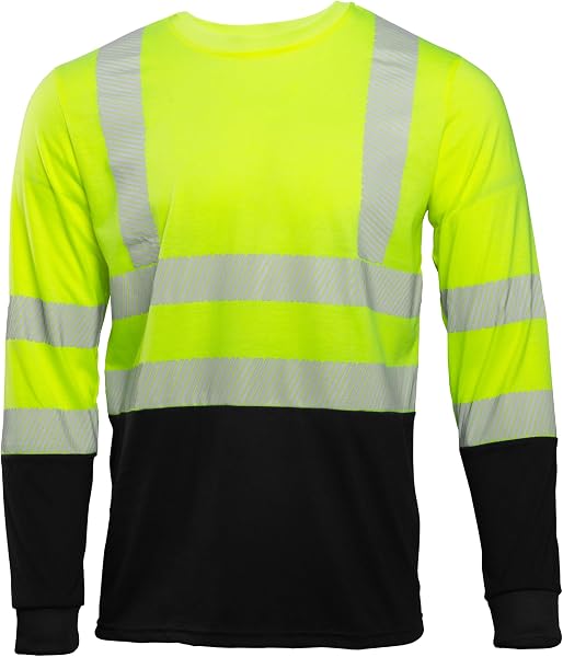 Högert Technik - Warnschutz Langarmshirt Gelb Arbeits T-Shirt High Visibility Shirt mit Reflexstreifen Atmungsaktiv Sicherheitskleidung - 1