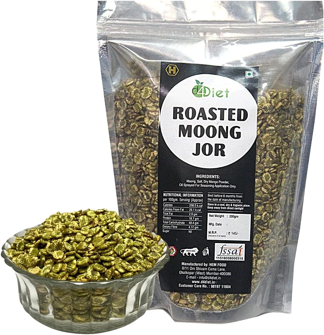 D4Diet Roasted Moong Jor, 800g / High Protein, Gluten Free, Vegan snack/Healthy Namkeen/Roasted Namkeen