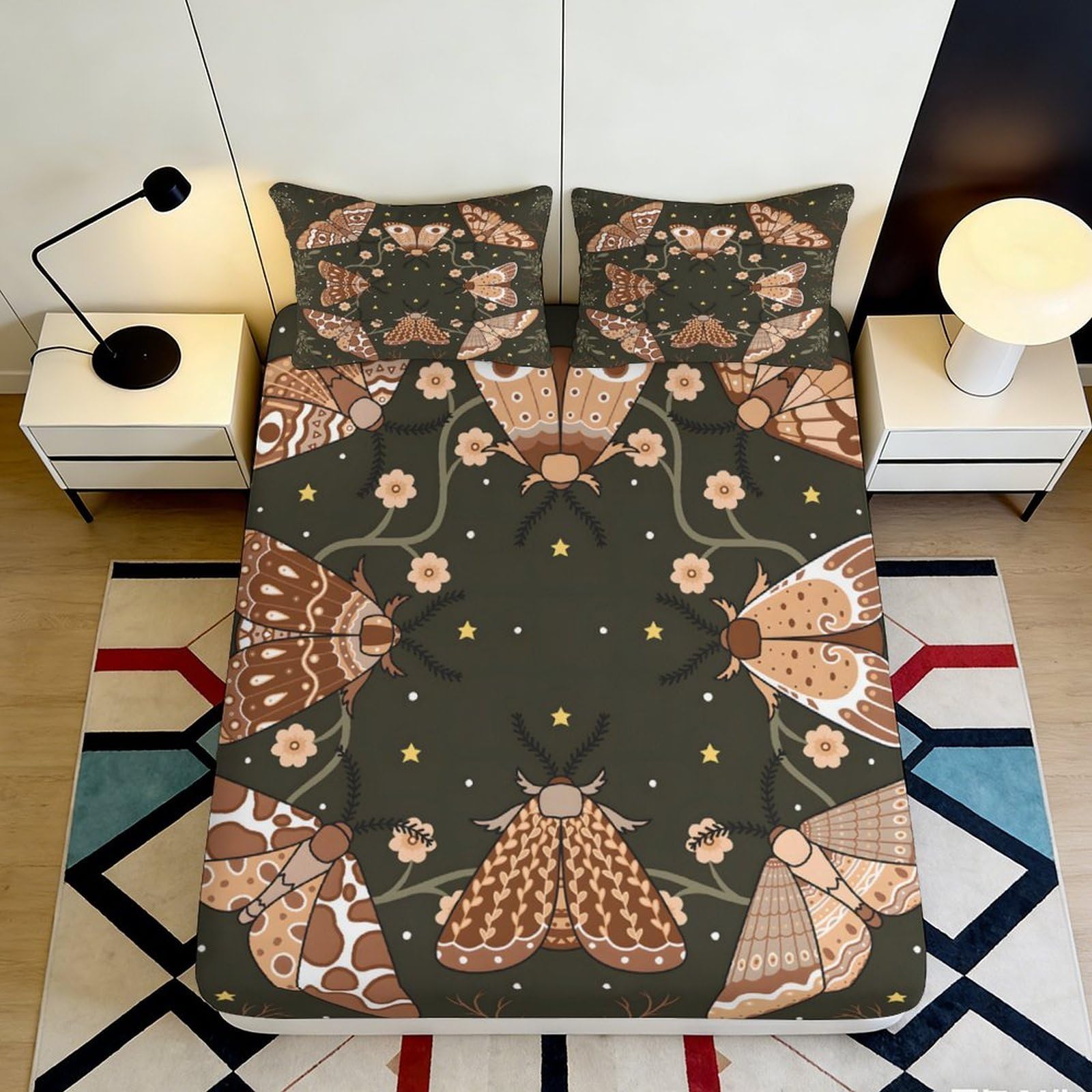 Uxinyoume Style-9 3D Printed Kimono Floral Fitted Sheet Microfiber Soft Breathable Japanese Crane Bed Cover For Bedroom Decor Mattress Protection 90X200x25cm