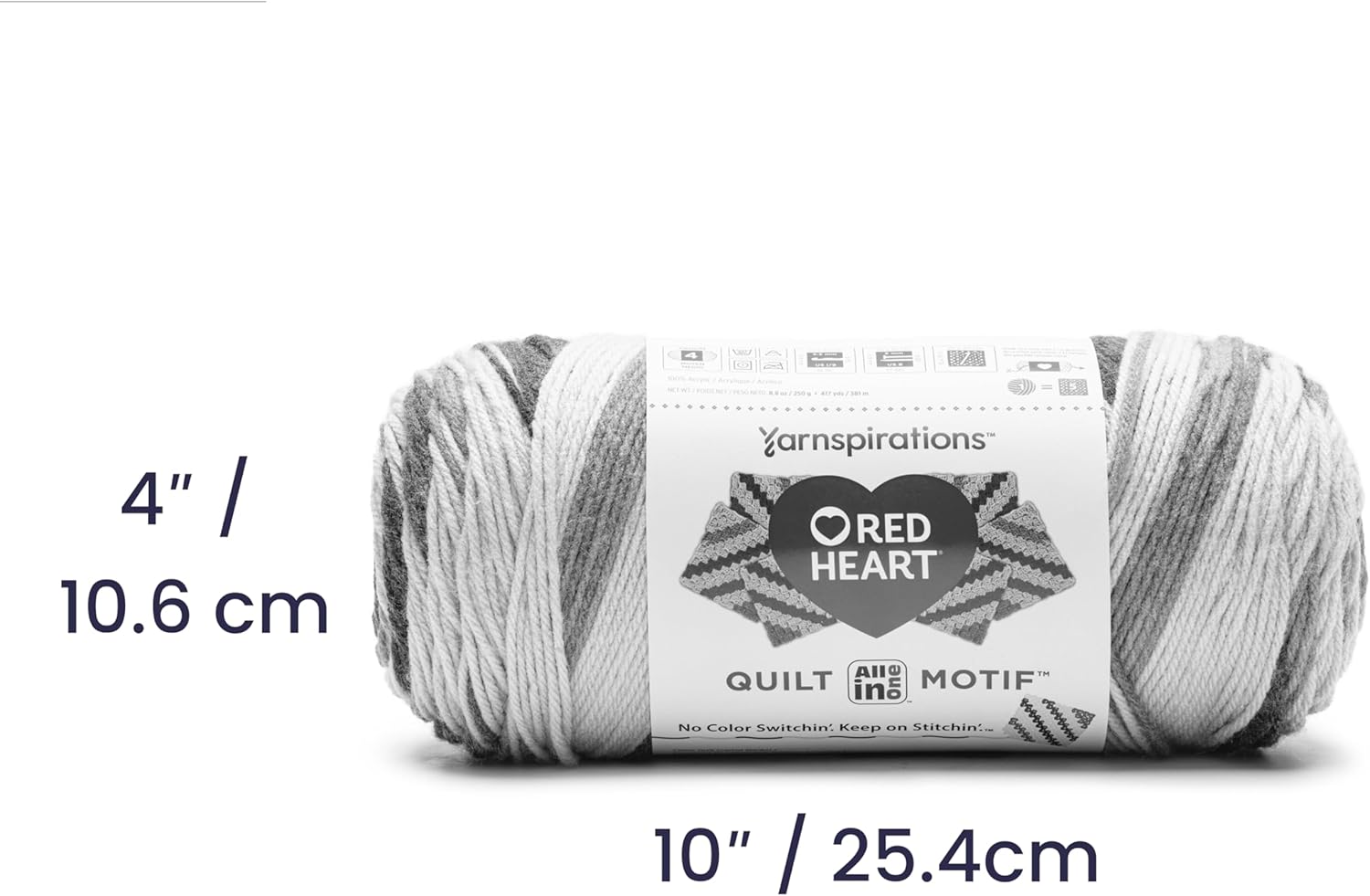 Red Heart All in One Quilt Motif Authentic Yarn - 3 Pack of 250g/8.8oz - 100% Acrylic - #4 Worsted (Medium) - 440 Yards - Knitting/Crochet