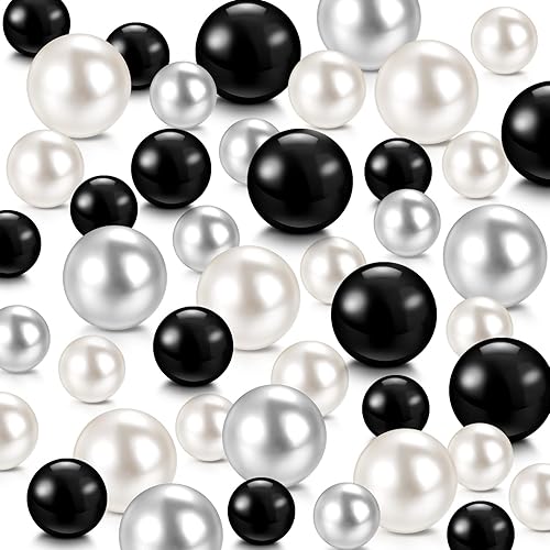 Jadive 200 cuentas de perlas para relleno de jarrón, sin agujero, jarrón de perlas de maquillaje para soporte de brochas para decoración del hogar,