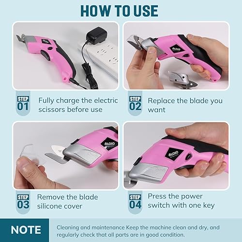 Vista 31 de VLOXO - Tijeras eléctricas inalámbricas, cortador de cartón, tijeras eléctricas de tela con cuchillas, recargable, potente cortador de tela