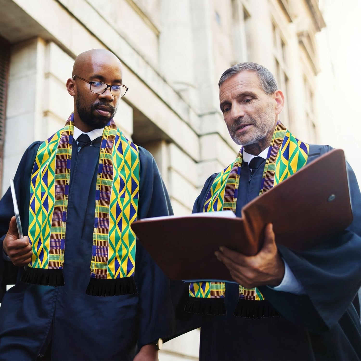 Berlune African Scarf Kente Cloth Stole Scarves African Print Sash Graduation Black History Kwanzaa Gifts for Women Adults - Image 4