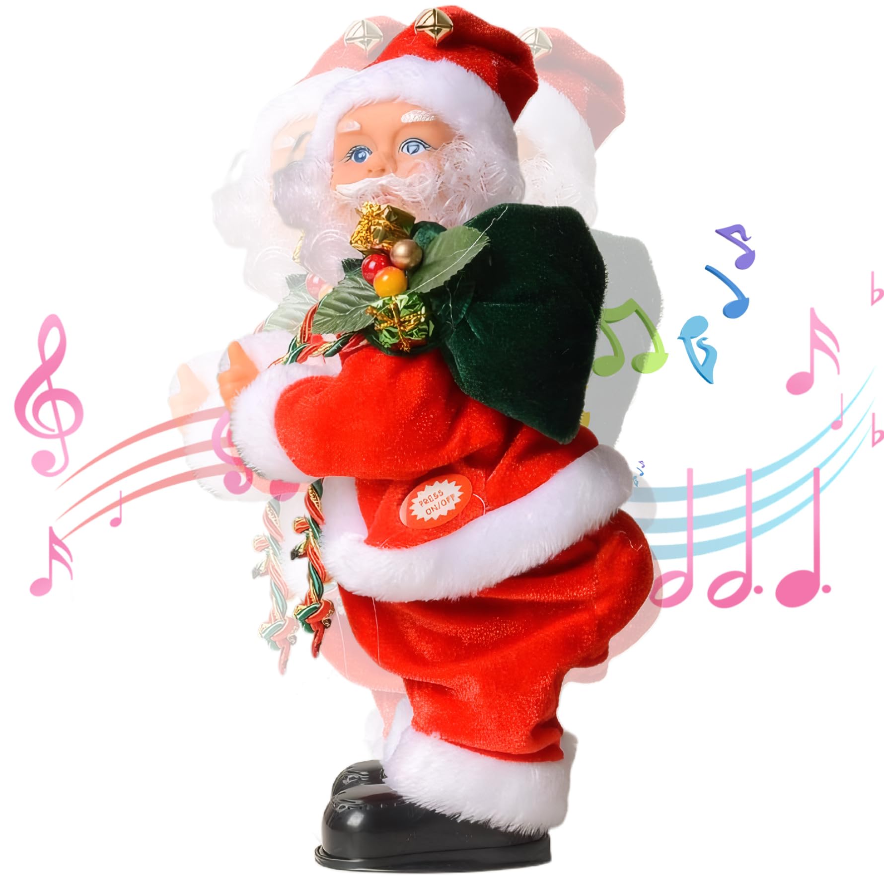 Père Noël Dansant Musique à Batterie Jouet de Vacances Amusant avec Mouvement Automatique
