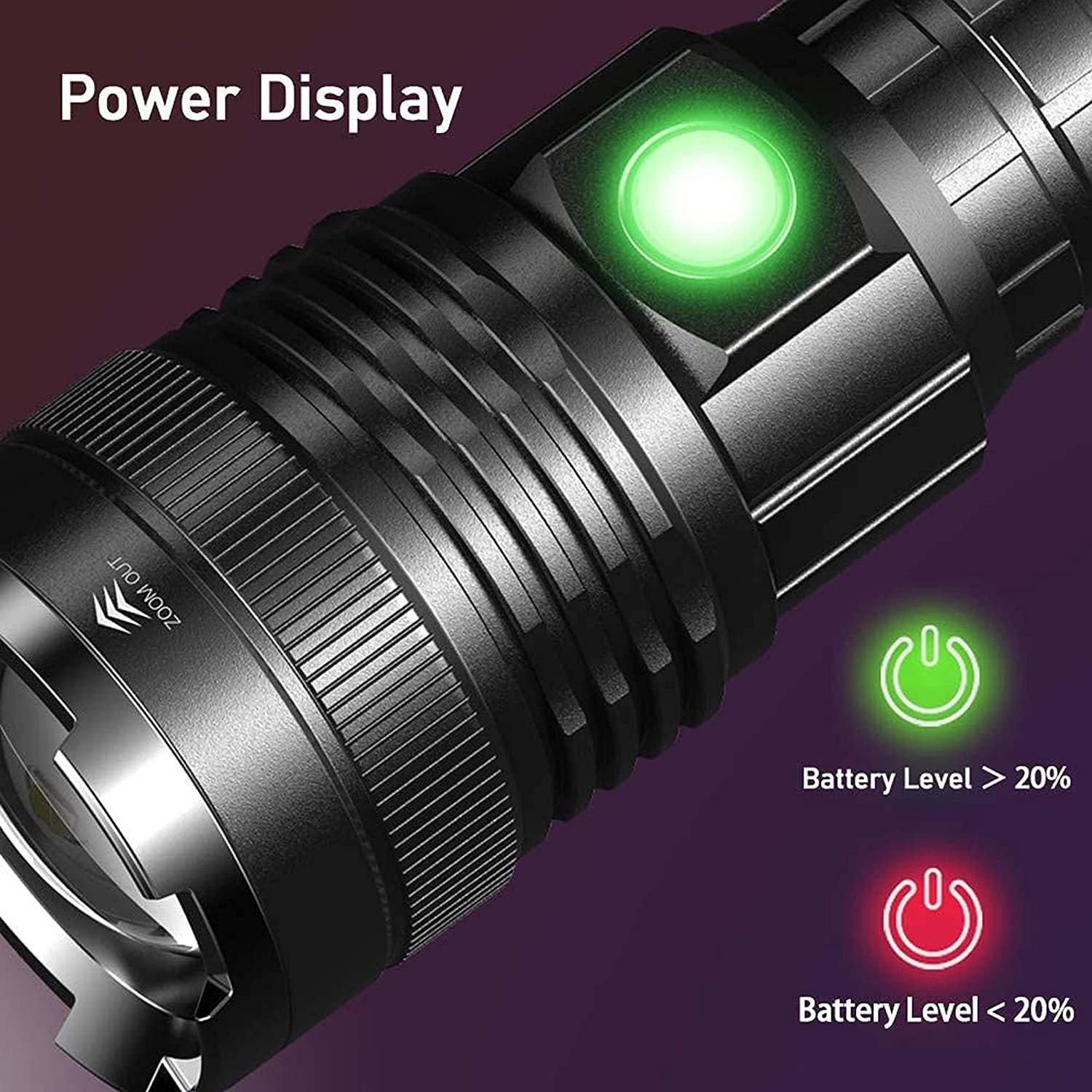 NAKCNM Torcia LED XHP70.2 Super Luminosa 12000 Lumen - Display LCD, Ricaricabile, Power Bank, Messa A Fuoco Telescopica - Per Campeggio E Pesca