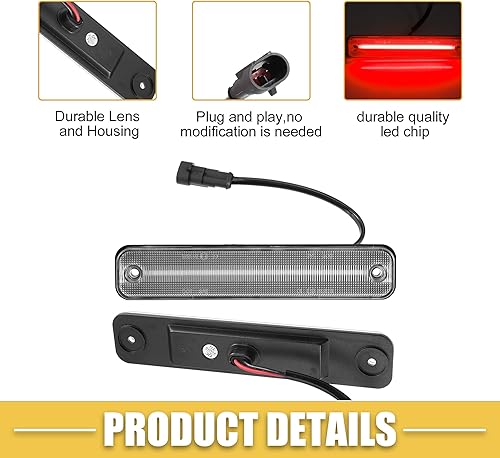 Miniatura 5 de Luz de marcador lateral LED 15114677 Luces direccionales traseras Fender Sidemarker Lámparas para Hummer H2 2003-2009 Lente transparente Luz LED