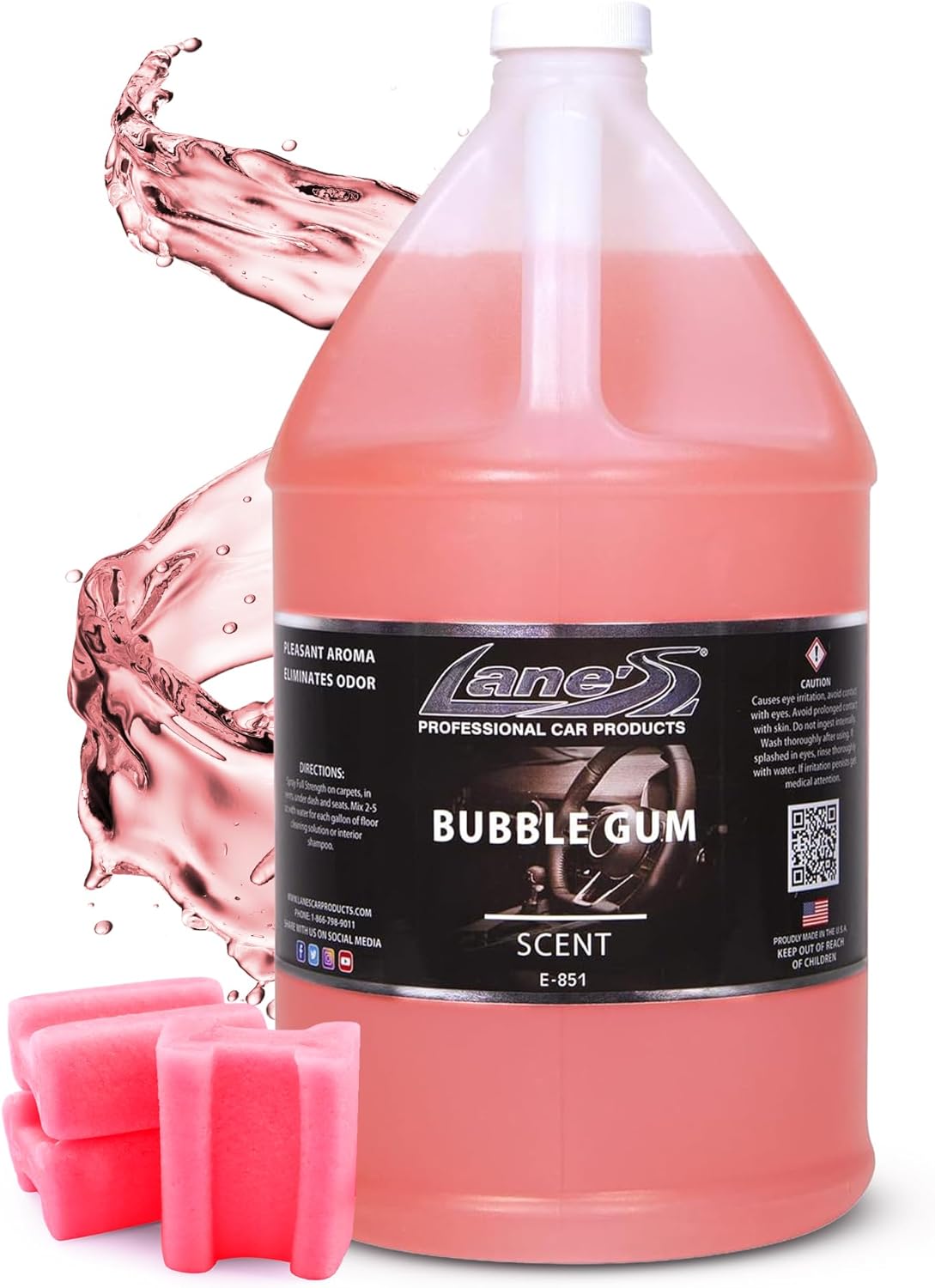 Lane's Premium Car Air Fresheners - Bubble Gum Scent Water Based - 128oz Eliminate Bad Odors of Pet & Food From Car Interior Leather, Carpet, Upholstery Great For Cars, Trucks, SUVs, RVs & More