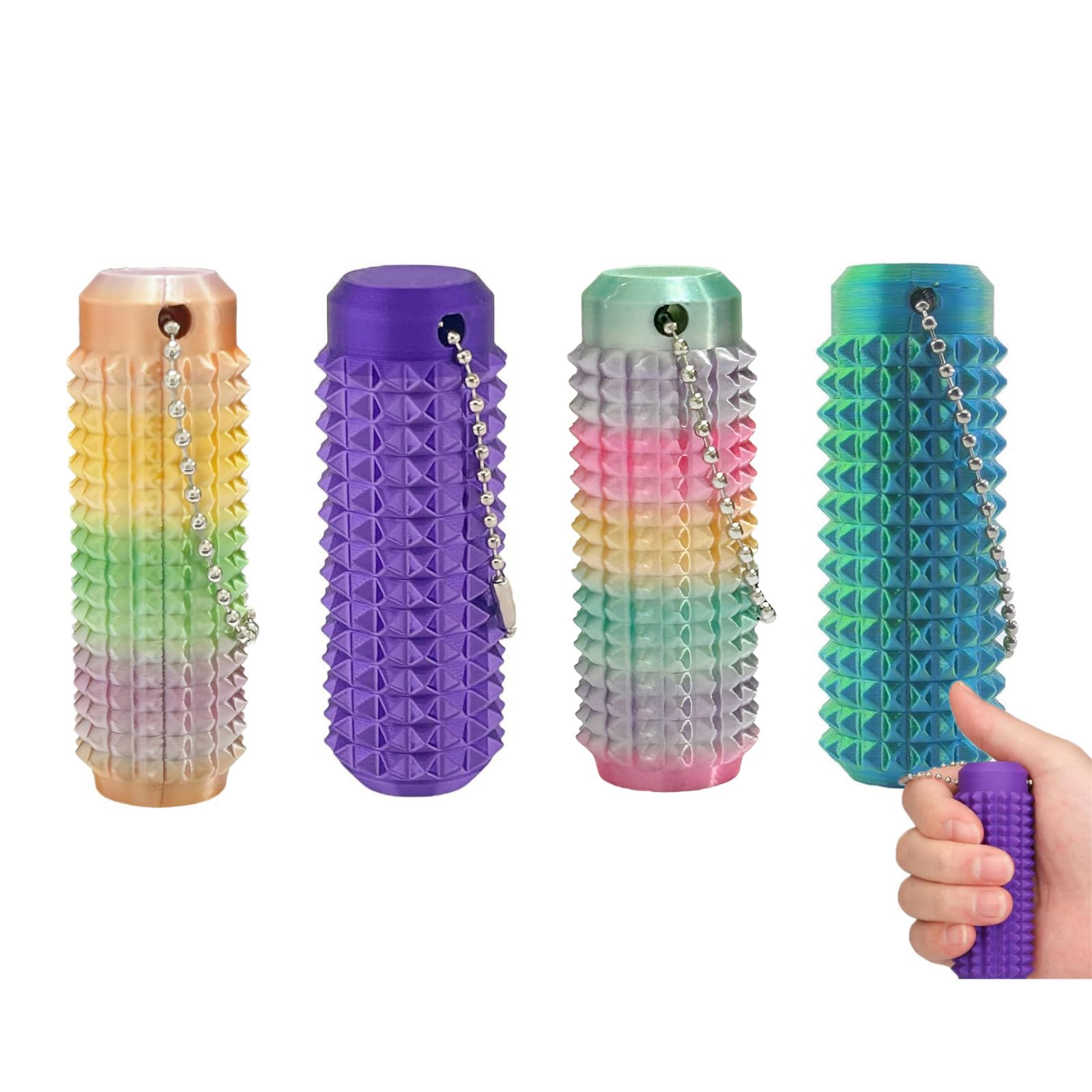 JOYVOVO 4X Fidget Jouet Porte-Clés, Pendentif, Sensoriels Porte-Clés Portable pour Soulager L'Anxiété et Soulager La Douleur, Fidget Keychain Stress TDAH Porte-Clés de Massage à Rouleau Apaisant