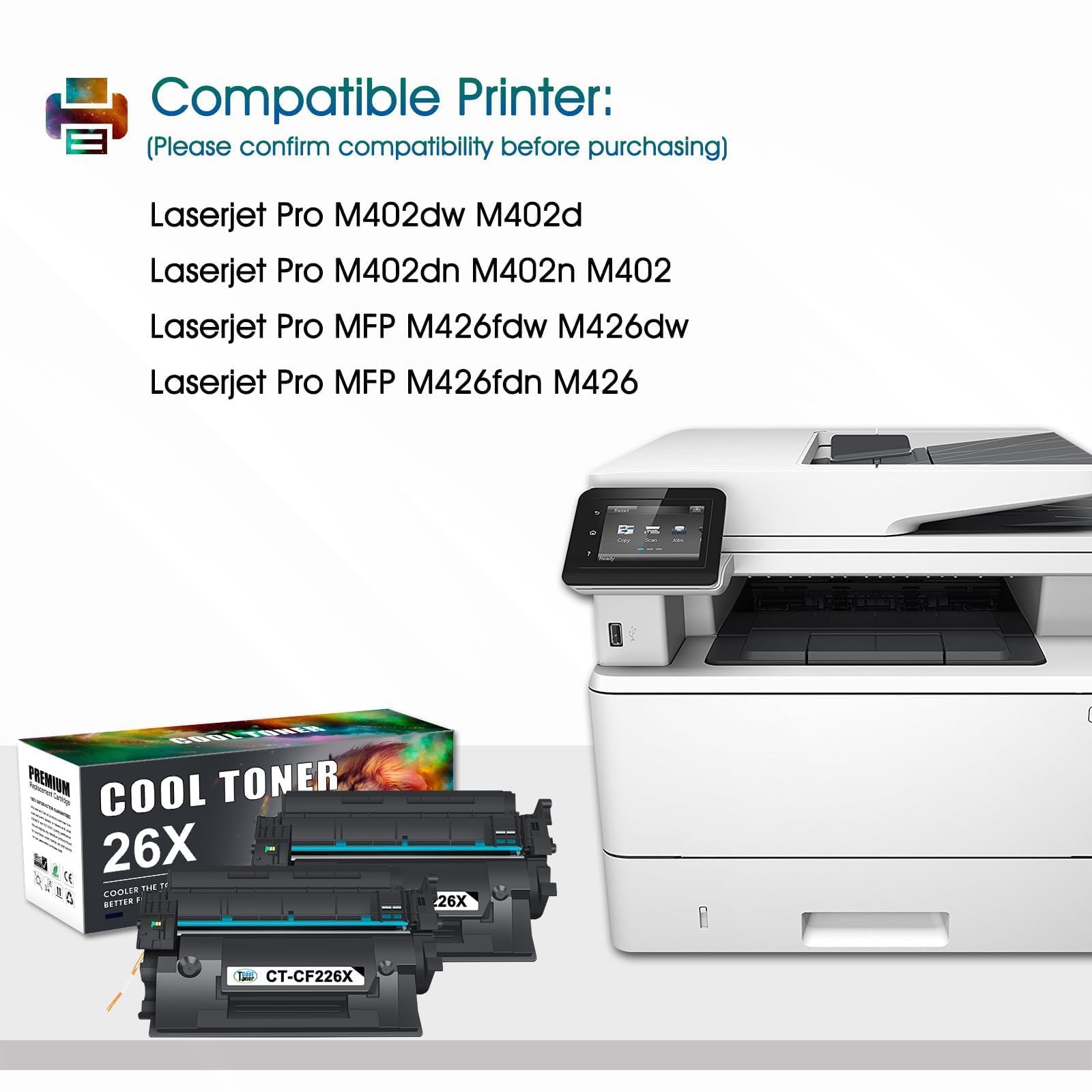 26X Cartuccia Toner Compatibile per HP CF226X 26A CF226A LaserJet Pro M402n | MFP M426fdw M426dw M402dn M402d M426fdn M402dw Nero