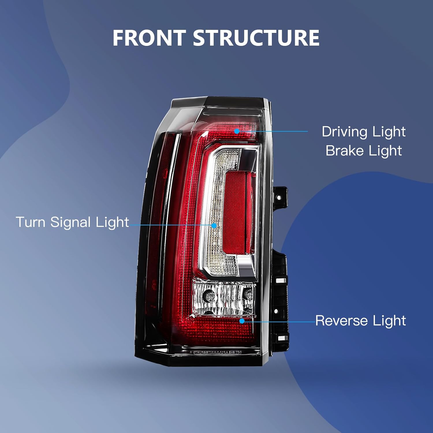 ECCPP Tail light Assembly For GMC Yukon 2015-2020,For GMC Yukon XL 2015-2020 Driver Side (Red Housing Clear & Red Lens)