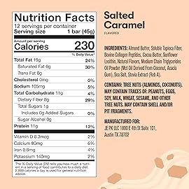 Perfect Keto Bars - The Cleanest Keto Snacks with Collagen and MCT. No Added Sugar, Keto Diet Friendly - 3g Net Carbs, 19g Fat,11g Protein - Diet Food Dessert (Salted Caramel, 12 Bars)