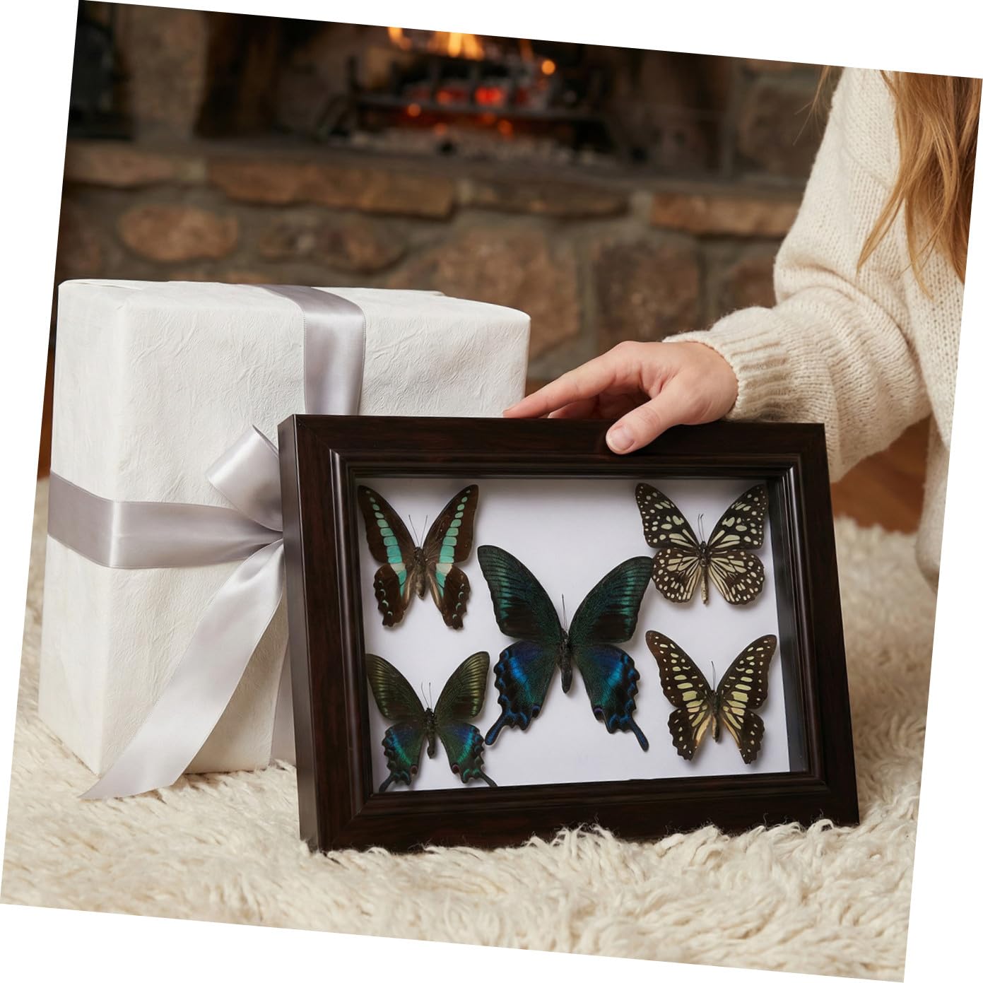 Caja para Mariposas Marco de Madera, Decoración de Pared para Sala de Estar y Espacios Pequeños, Arte DIY Diseño Funcional