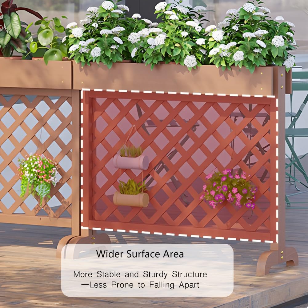Pantalla de privacidad de celosía de madera, valla decorativa para patio y divisor de jardín con soportes para macetas para patios y uso comercial