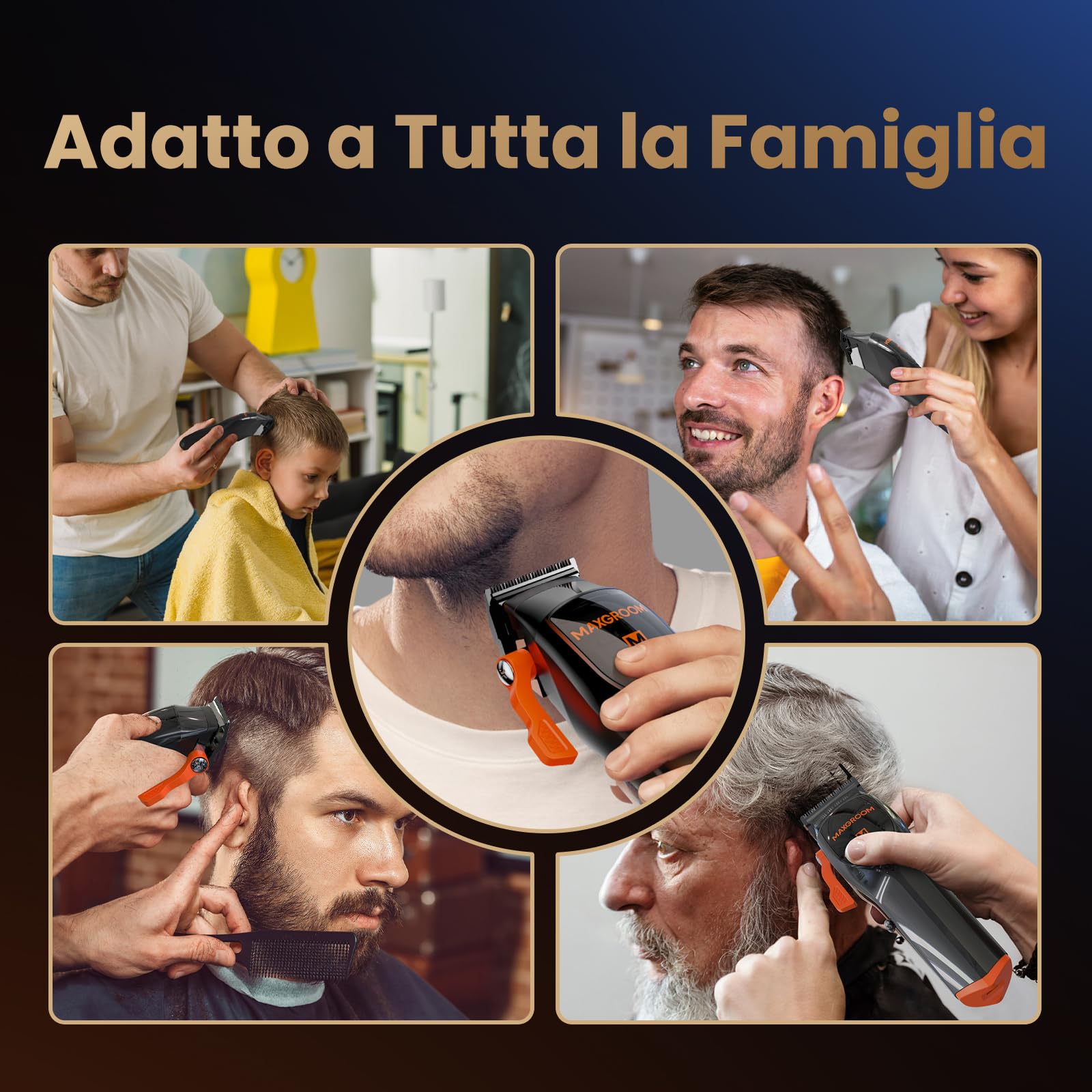 MAXGROOM Tagliacapelli Uomo Professionale, Macchinetta Per Capelli 9000 Giri/Min, Taglia Capelli Per Uomo Con Lame in Ceramica & Rivestite in Diamante, Rasoio Elettrico Capelli Uomo Wireless 63dB