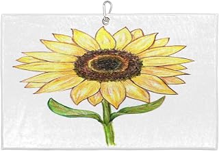 Toalla de golf colorida de girasol, toallas de golf de microfibra pintadas a mano para bolsas de golf con clip golfista divertido regalo de golf para hombres y mujeres 15 x 24 pulgadas