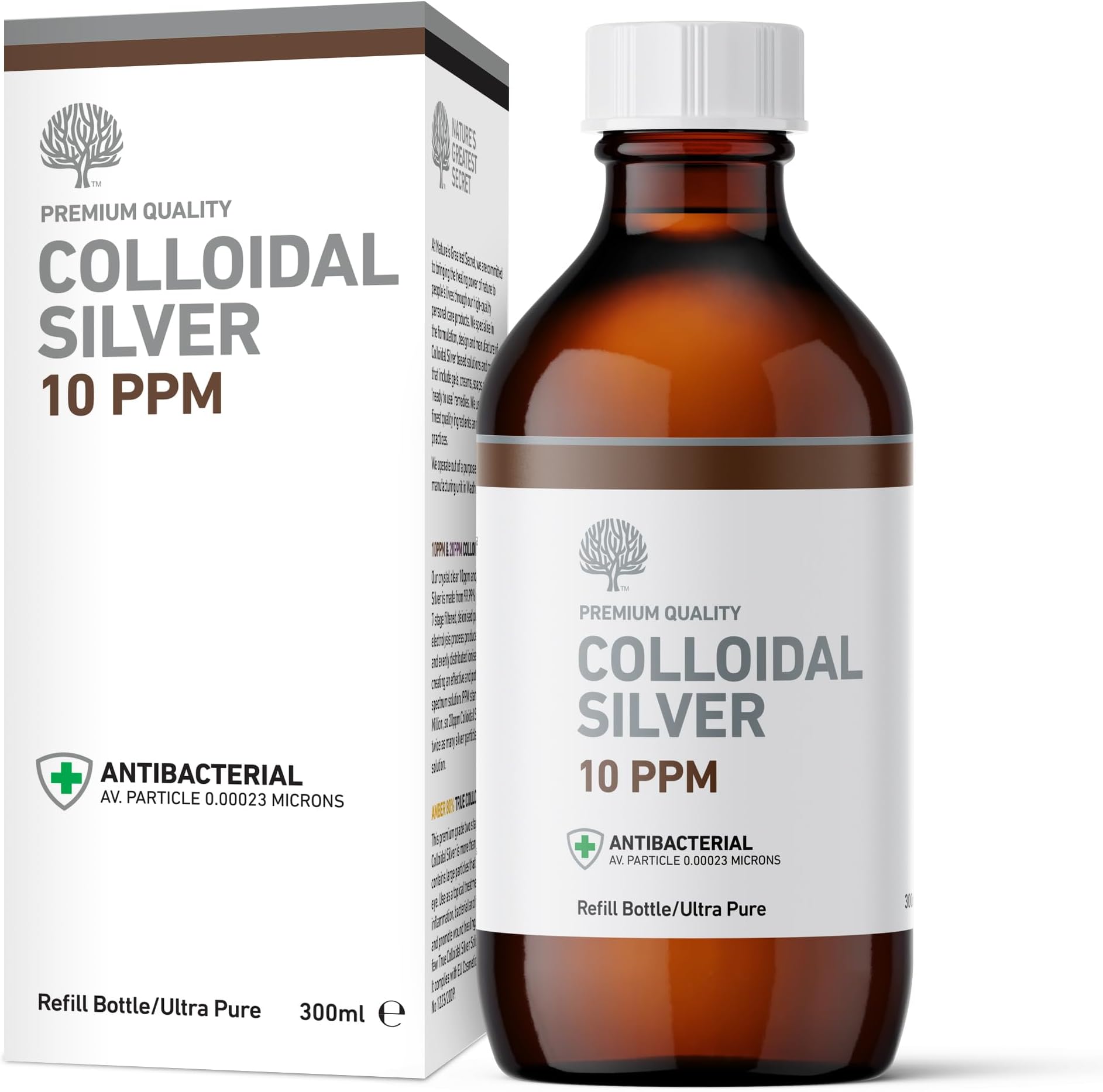 Enhanced Colloidal Silver 10 ppm Amber Glass 300ml