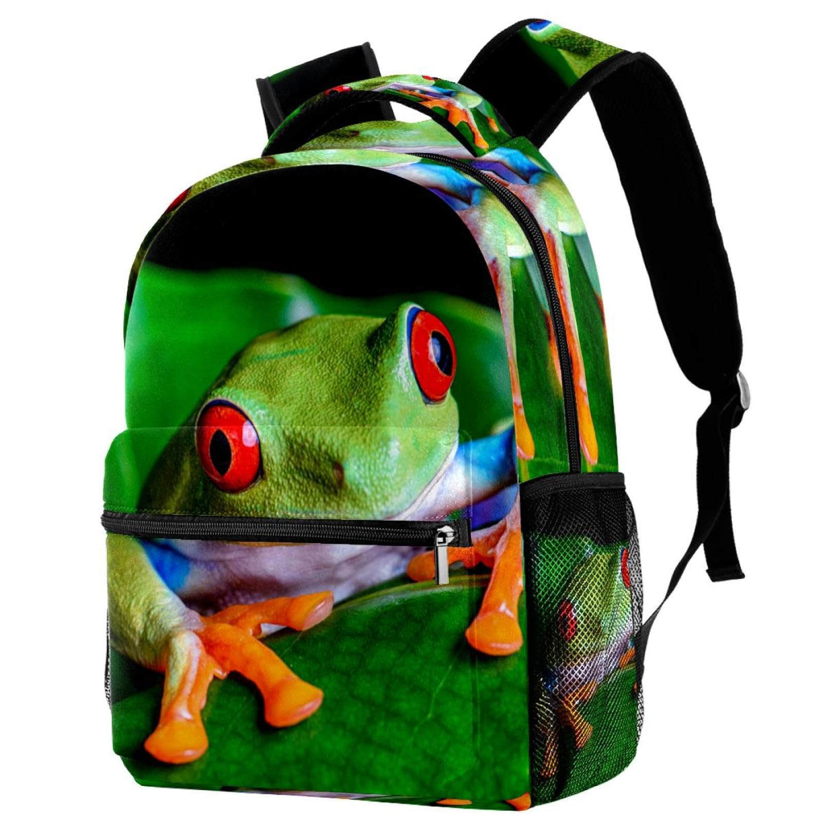 Sac à dos d'école vert grenouille original et grand format multicolore - 7