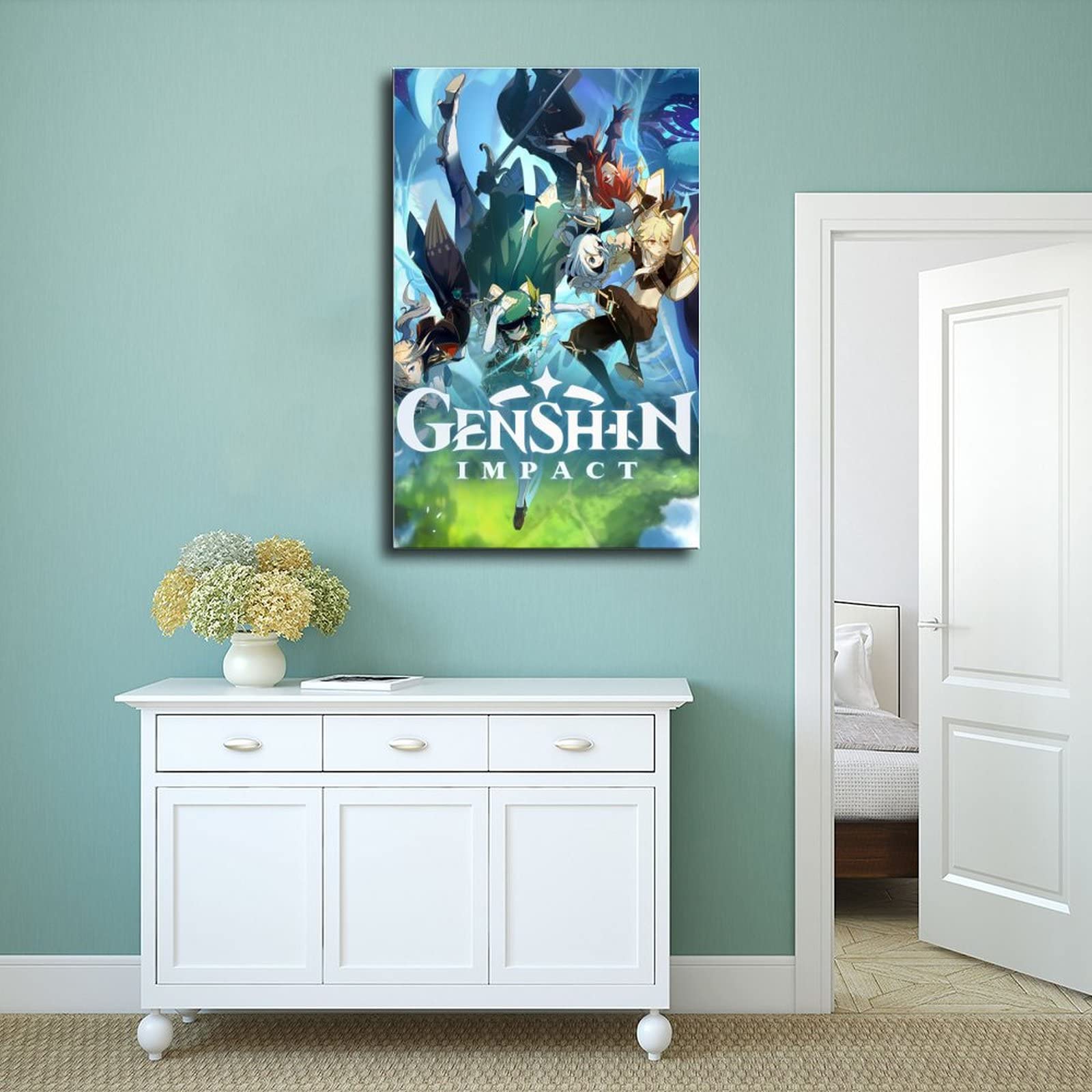 JDRC Genshin Impact Poster 1 Poster su tela per camera da letto, decorazione per lo sport, paesaggio, ufficio, sala regalo, senza cornice: 50 x 75 cm
