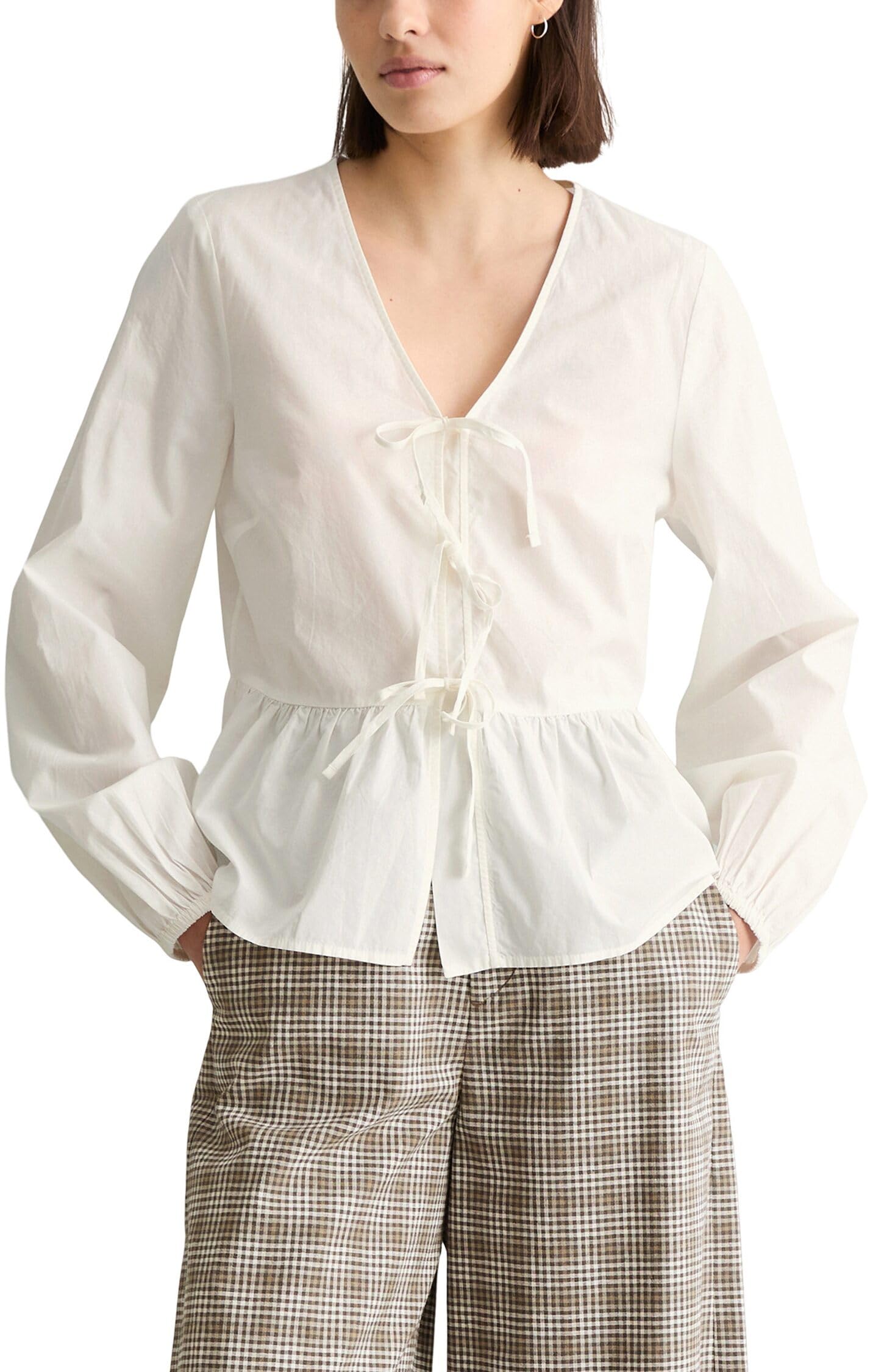 Marc OߴPolo Denim Damen Langarmbluse mit Schleifen Relaxed Fit