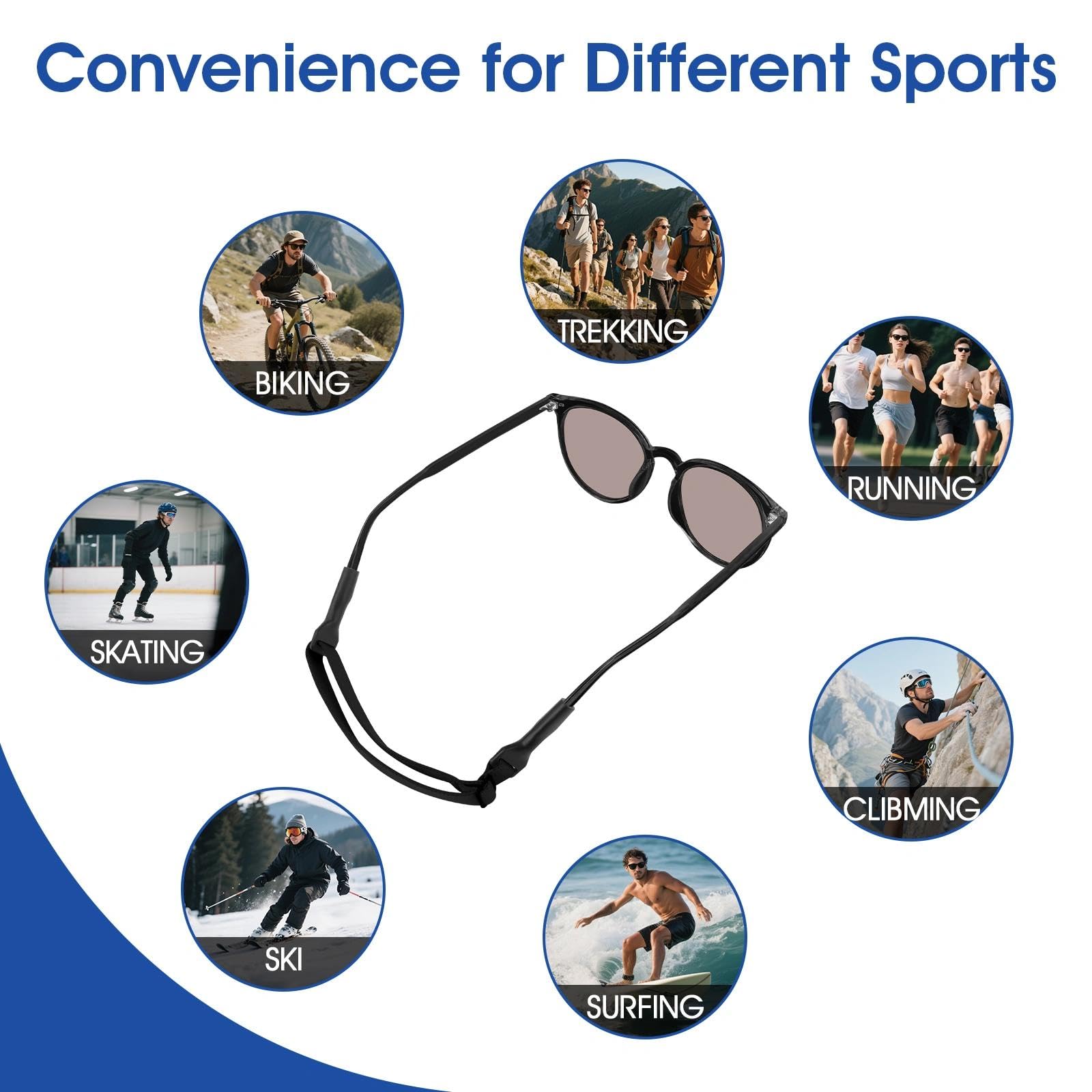 6 Brillenband Stabil & Rutschfest, Verstellbar Sportbrillenband, Brillen Band mit Hoher Flexibilität Fit Verschiedene Sportarten, Brillenband Herren & Damen für alle Kopfumfangs