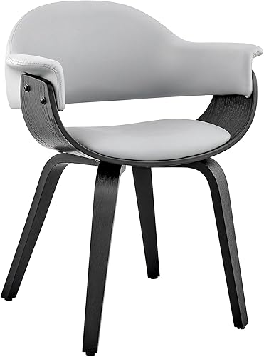 Armen Living Adalyn - Silla de comedor de piel sintética y madera, gris/negro, 19 pulgadas de profundidad x 25 pulgadas de ancho x 30 pulgadas de