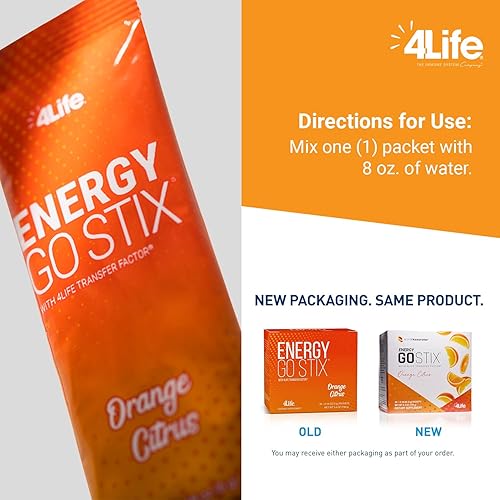 Vista 5 de 4Life Energy Go Stix, mezcla de bebida energética saludable, cafeína de guaraná, maca, yerba mate y extracto de hoja de té verde, sabor cítrico