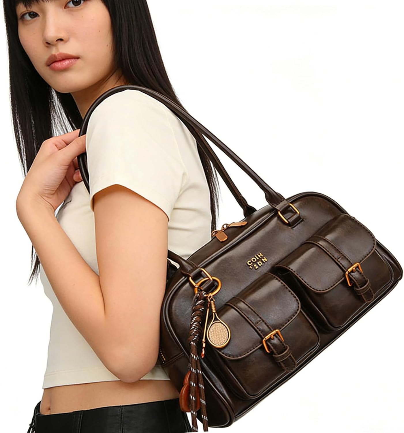 Shoulder Bags for Women Y2k Hobo Tote Handbag Vintage Top Handle Bag PU Leather Shoulder Bag - Image 3