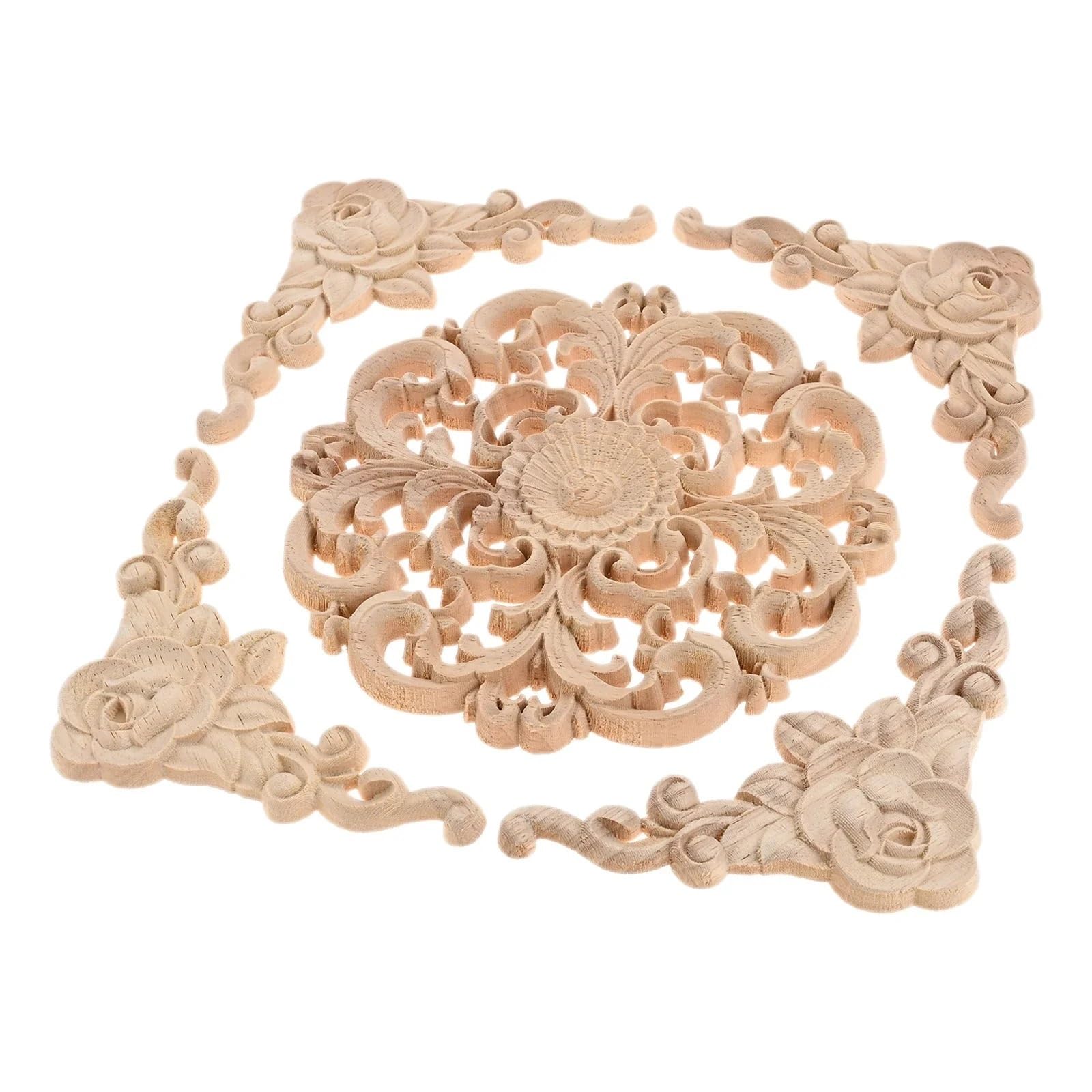 Moulure coin de roses pour meubles et appliques en bois sculptées de plusieurs tailles