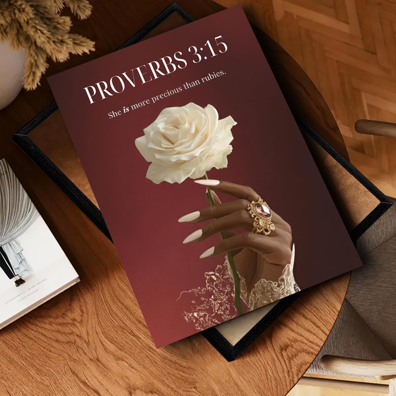 Framed Black Woman Christian Wall Art African American Girl Faith Scripture Decor Trendy Black Women Painting Poster Inspirational Christian Quote Print for Bedroom Living Room Canvas12x16 Inch