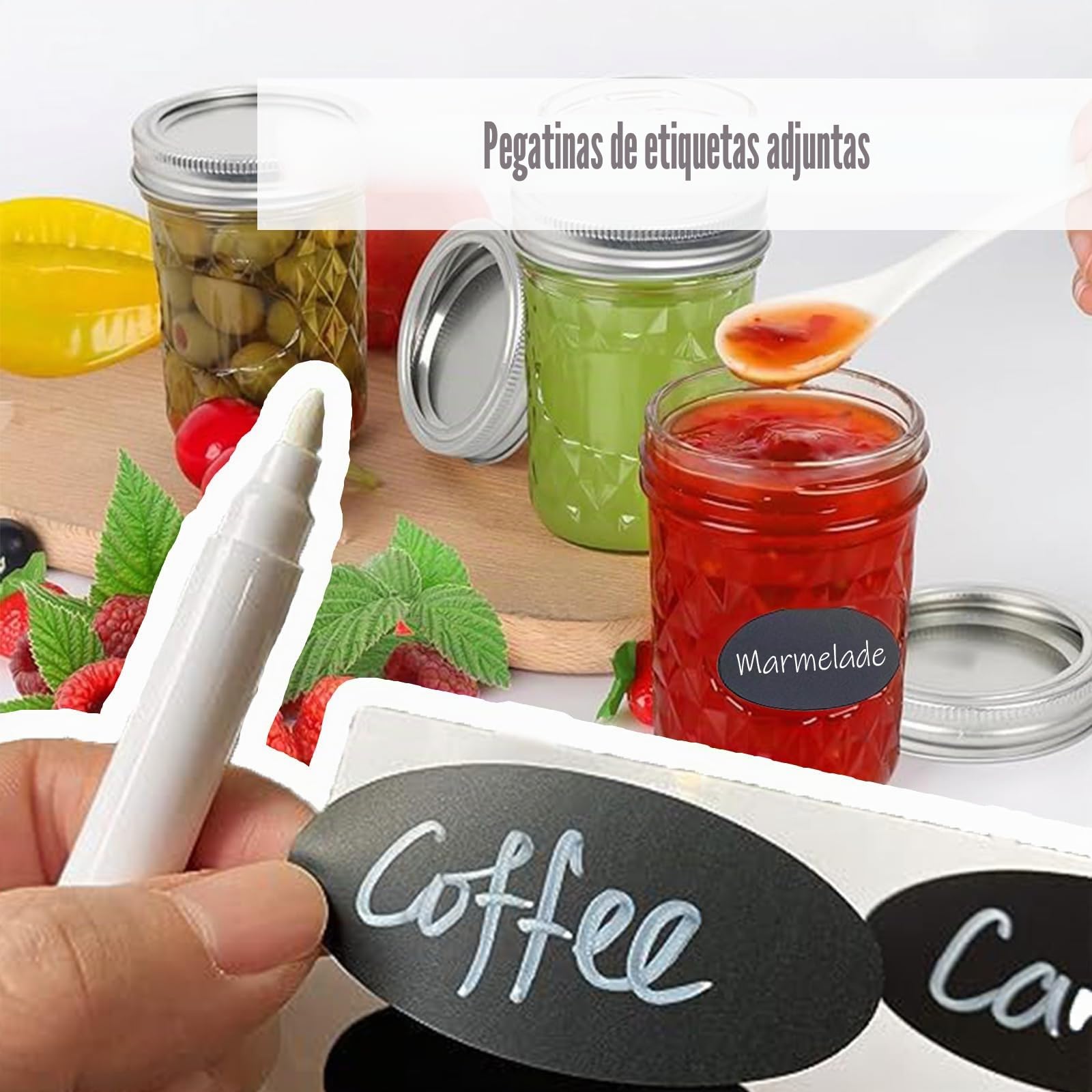 Botes de Cristal con Tapa de 250 ml, 12 pcs Tarros de Cristal con Tapas, Tarros Mason de Boca Ancha con Tapas Herméticas, Tarros de Almacenamiento de Alimentos, para Especias, Mermelada, Miel