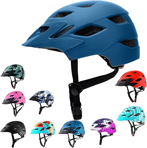 Miniatura 25 de Casco de bicicleta para niños y niñas, con luz LED, visera desmontable, para niños, jóvenes, adolescentes, multideporte, para patinaje, ciclismo