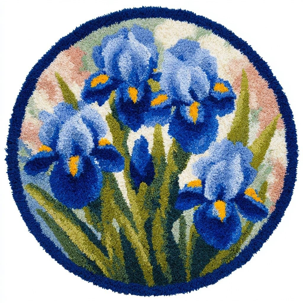 Ambattery Latch Hook Rug Kits-H Latch Hook Rug Kit Latch Hook Kits,Iris Flowers