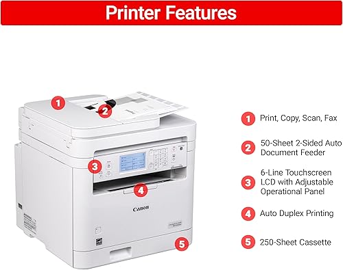 Miniatura 10 de Canon imageCLASS MF269dw II - Impresora láser inalámbrica dúplex, todo en uno con escáner, copiadora, fax, alimentador automático de documentos,