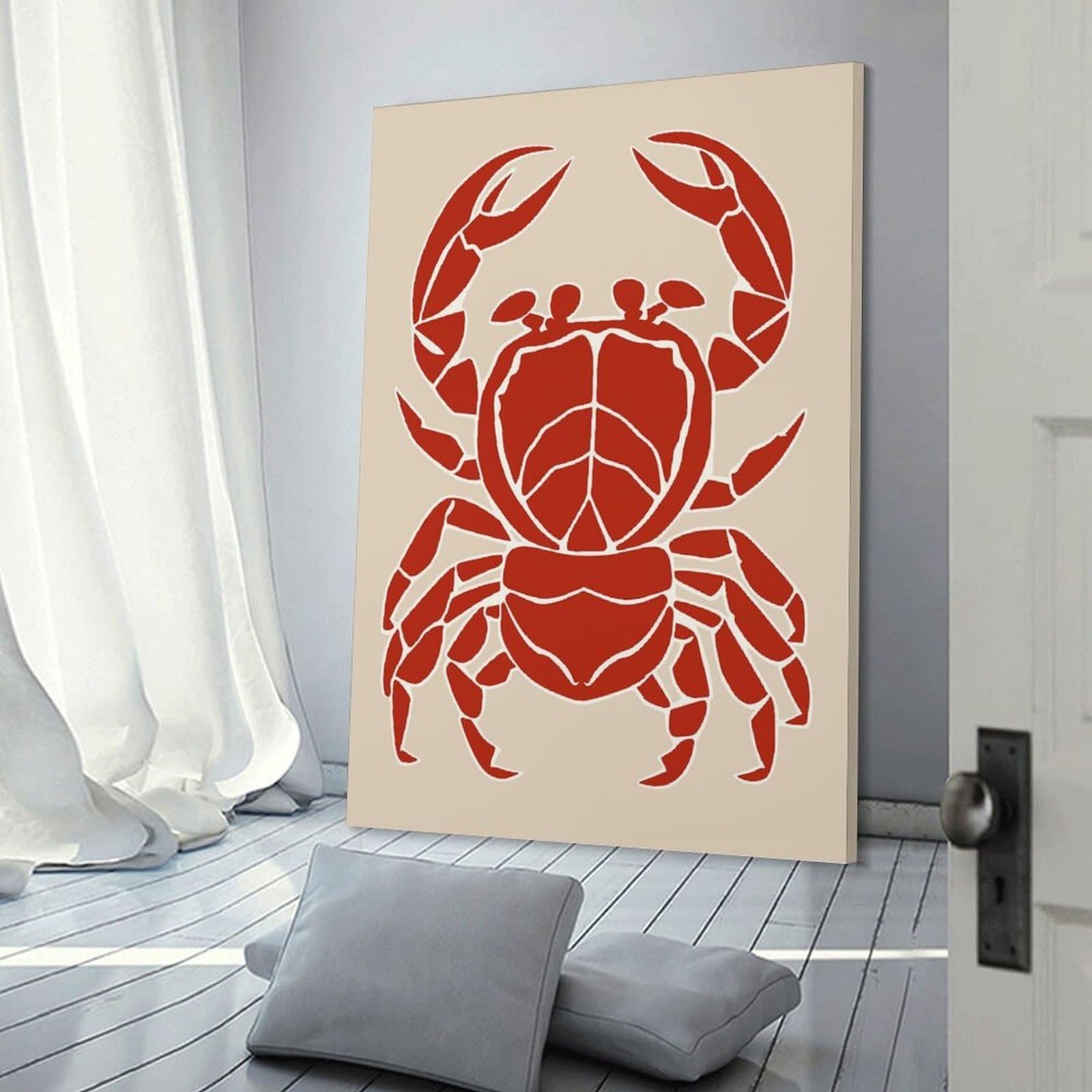 Junmoney Red Lobster Room Decor Wall Art, 16x24inch(40x60cm), for Home, Office, Studio Or Guest Room, Canvas Wall Art That Fits Changing Layouts