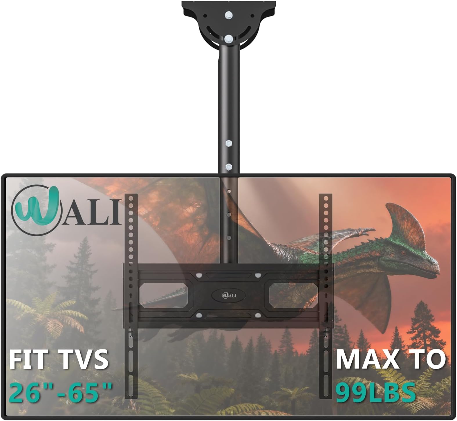 WALI Ceiling TV Mount for 26-65 inch, Full Motion Ceiling TV Bracket Fits Most LED, LCD, OLED 4K Flat Screen TVs, up to 99lbs, Mounting Holes 400x400mm (CM2665-P), Black